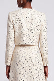 Ivory Two Piece Round Neck Sequins Knee-Length Work Dress