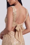 Golden Bodycon Square Neck Sequins Short Cocktail Dress