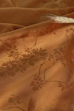 Burnt Orange Sheath Cowl Satin Printed Maxi Bridesmaid Dress with Side Slit