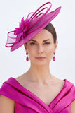 Blue Sinamay Mesh Satin Bound Pearl Fascinator Hat with Feather