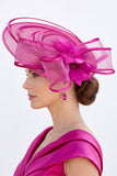 Blue Sinamay Mesh Satin Bound Pearl Fascinator Hat with Feather
