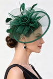 Champagne Crinoline Flower Netting Fascinator Hat with Feathers