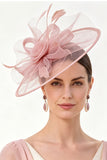 Champagne Crinoline Flower Netting Fascinator Hat with Feathers