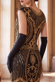 Dark Green Round Neck Cap Sleeves Beaded Sequins 1920s Flapper Dress with Fringes