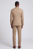 2 Piece Khaki Peak Lapel Double Breasted Men's Prom Suits