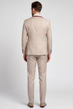 Shawl Lapel 3 Piece Champagne Double Breasted Men's Prom Suits