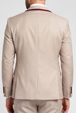 Shawl Lapel 3 Piece Champagne Double Breasted Men's Prom Suits