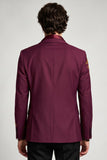Notch Lapel Burgundy Floral Single Breasted Men's Prom Blazer