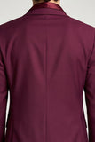 Notch Lapel Burgundy Floral Single Breasted Men's Prom Blazer