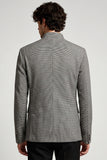 Grey Stand Collar Double Breasted Men's Prom Blazer