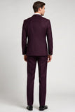 3 Piece Single Breasted Peak Lapel Claret Men's Prom Suits