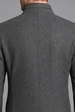 Stand Collar Grey Single Breasted Men's Prom Blazer