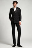 Peak Lapel Double Breasted Black 2 Piece Men's Prom Suits