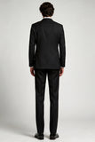 Peak Lapel Double Breasted Black 2 Piece Men's Prom Suits