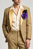 2 Piece Golden Shawl Lapel Single Breasted Men's Prom Suits