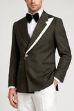 Army Green 2 Piece Asymmetrical Peak Lapel Single Breasted Men's Prom Suits
