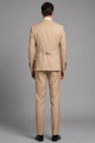 Khaki 3 Piece Peak Lapel Single Breasted Men's Prom Suits