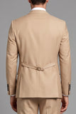 Khaki 3 Piece Peak Lapel Single Breasted Men's Prom Suits