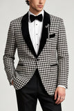 2 Piece Grey Houndstooth Shawl Lapel Single Breasted Men's Prom Suits