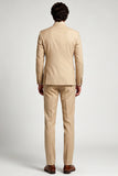 Khaki Mandarin Collar Double Breasted 2 Piece Men's Prom Suits