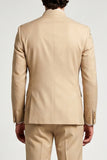 Khaki Mandarin Collar Double Breasted 2 Piece Men's Prom Suits