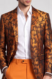 2 Piece Fuchsia Notch Lapel Single Breasted Printed Men's Prom Suits
