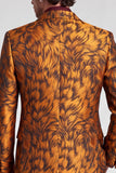 2 Piece Fuchsia Notch Lapel Single Breasted Printed Men's Prom Suits
