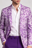 2 Piece Fuchsia Notch Lapel Single Breasted Printed Men's Prom Suits