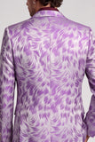 2 Piece Fuchsia Notch Lapel Single Breasted Printed Men's Prom Suits