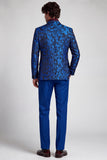 2 Piece Fuchsia Notch Lapel Single Breasted Printed Men's Prom Suits