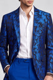 2 Piece Fuchsia Notch Lapel Single Breasted Printed Men's Prom Suits