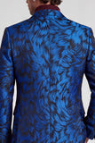 2 Piece Fuchsia Notch Lapel Single Breasted Printed Men's Prom Suits