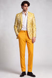 2 Piece Fuchsia Notch Lapel Single Breasted Printed Men's Prom Suits