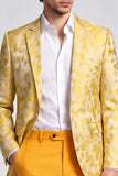 2 Piece Fuchsia Notch Lapel Single Breasted Printed Men's Prom Suits
