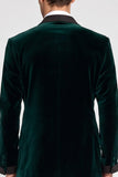 Dark Green Velvet Satin Shawl Lapel Single Breasted 2 Piece Men's Prom Suits