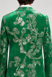 2 Piece Floral Sequins Peak Lapel Green Men's Prom Suits