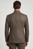 Stand Collar Brown Slim Fit Men's Prom Blazer