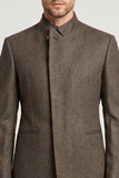 Stand Collar Brown Slim Fit Men's Prom Blazer