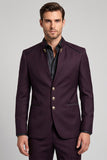 Claret Single Breasted Stand Collar Men's Prom Blazer
