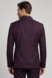 Claret Single Breasted Stand Collar Men's Prom Blazer