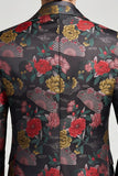 Black and Red Flower Single Breasted Notch Lapel Men's Prom Blazer