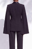 Black Pantsuits Peak Lapel Cape 2 Piece Single Breasted Women Suits