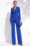 Royal Blue Peak Lapel 2 Piece Single Breasted Women Suits