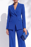 Royal Blue Peak Lapel 2 Piece Single Breasted Women Suits