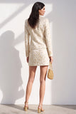 Ivory 2-Piece Shawl Lapel Long Sleeves Short Women Suits with 3D Appliques