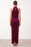 Burgundy Sheath High Neck Ruched Long Holiday Party Dress with Beading