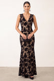 Black Mermaid V-Neck Lace Long Formal Dress
