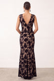 Black Mermaid V-Neck Lace Long Formal Dress