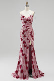 Pink Sequins Mermaid Strapless Detachable Tulle Draped Long Prom Dress with Slit