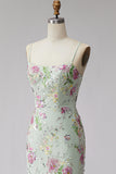 Light Corset Mermaid Floral Sequins Long Prom Dress with Lace Up Back